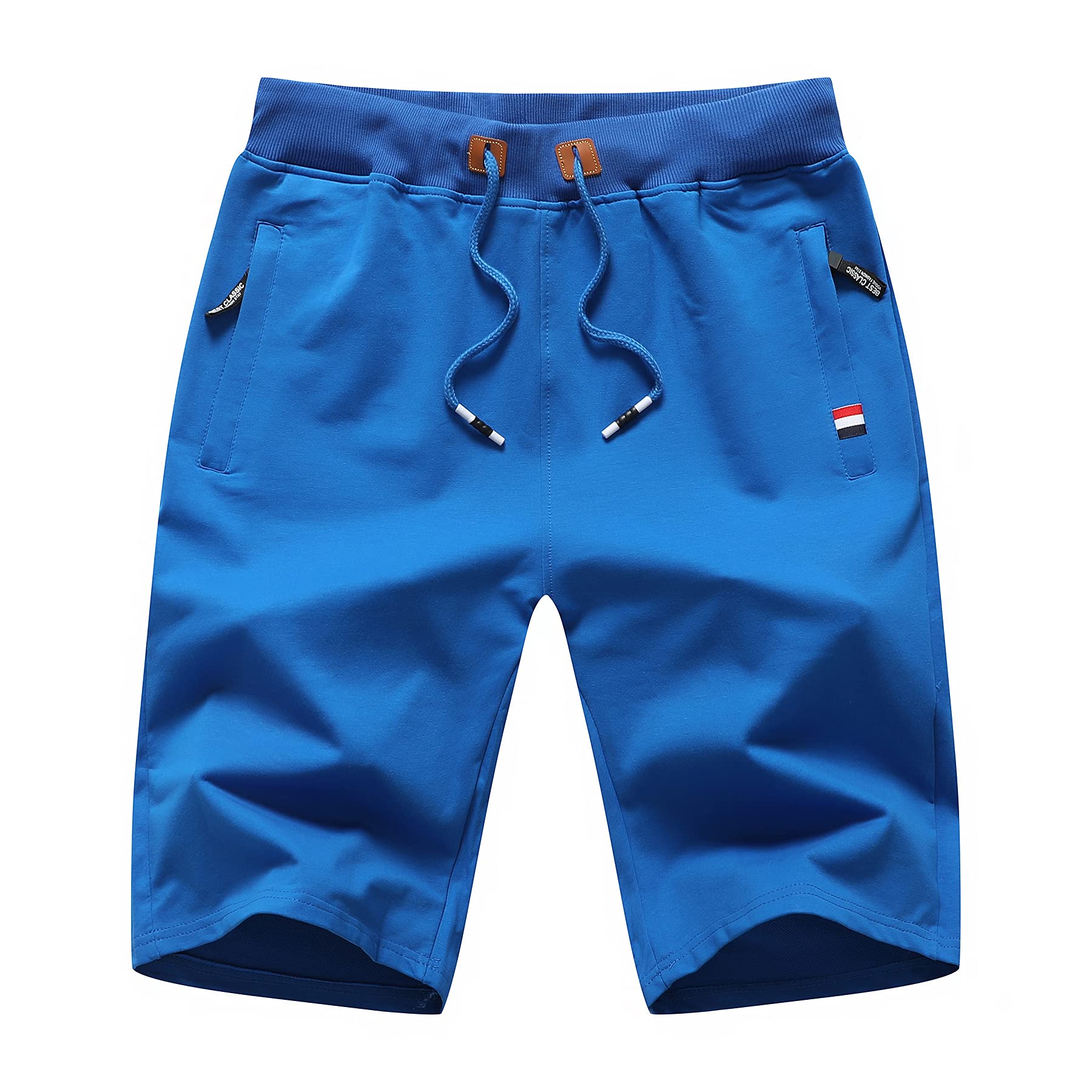 GUNLIRE Boy's Casual Shorts Summer Drawstring Elastic Waist Side Zipper Pockets Fashion Kids Shorts,Blue,14