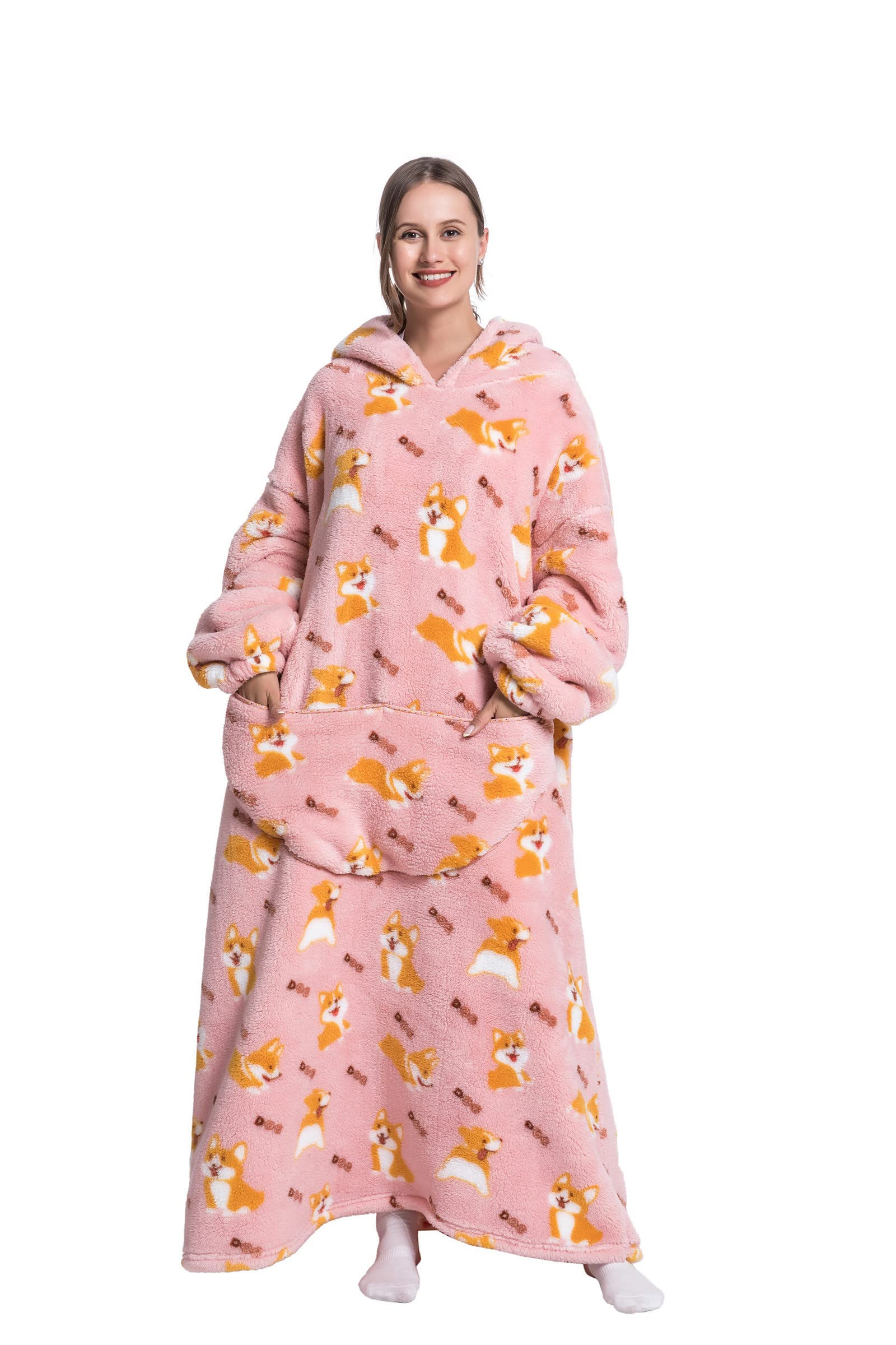 Pterygoid Extra Long Oversized Blanket Hoodie,Wearable Hooded Blanket Adult for Women and Men,Hoodie Blanket with Pocket,Fluffy Throw Sweatshirt — image 1