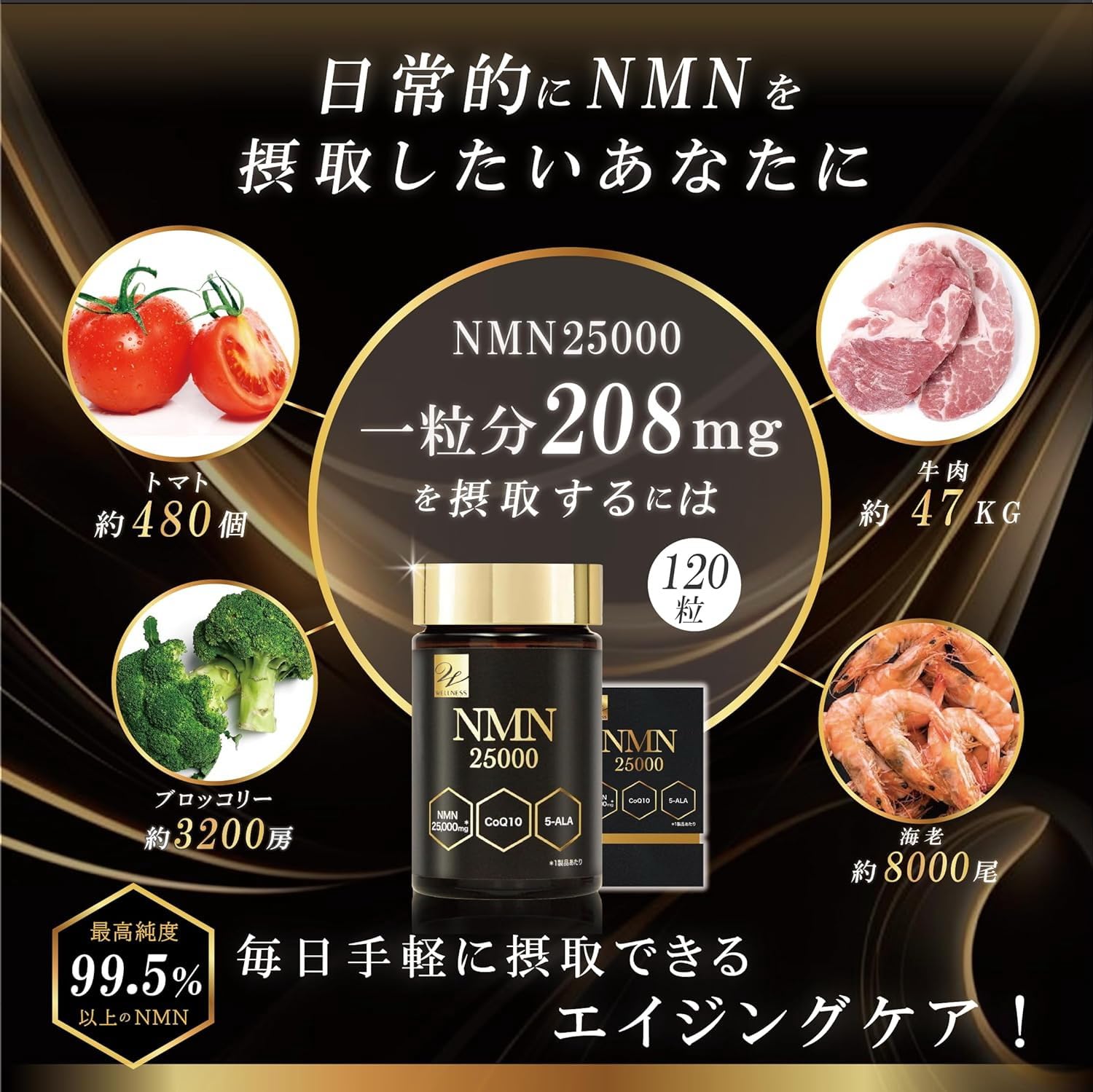 Amazon | NMN 25000 120カプセル 日本製 GMP認定工場 5-ALA CoQ10 