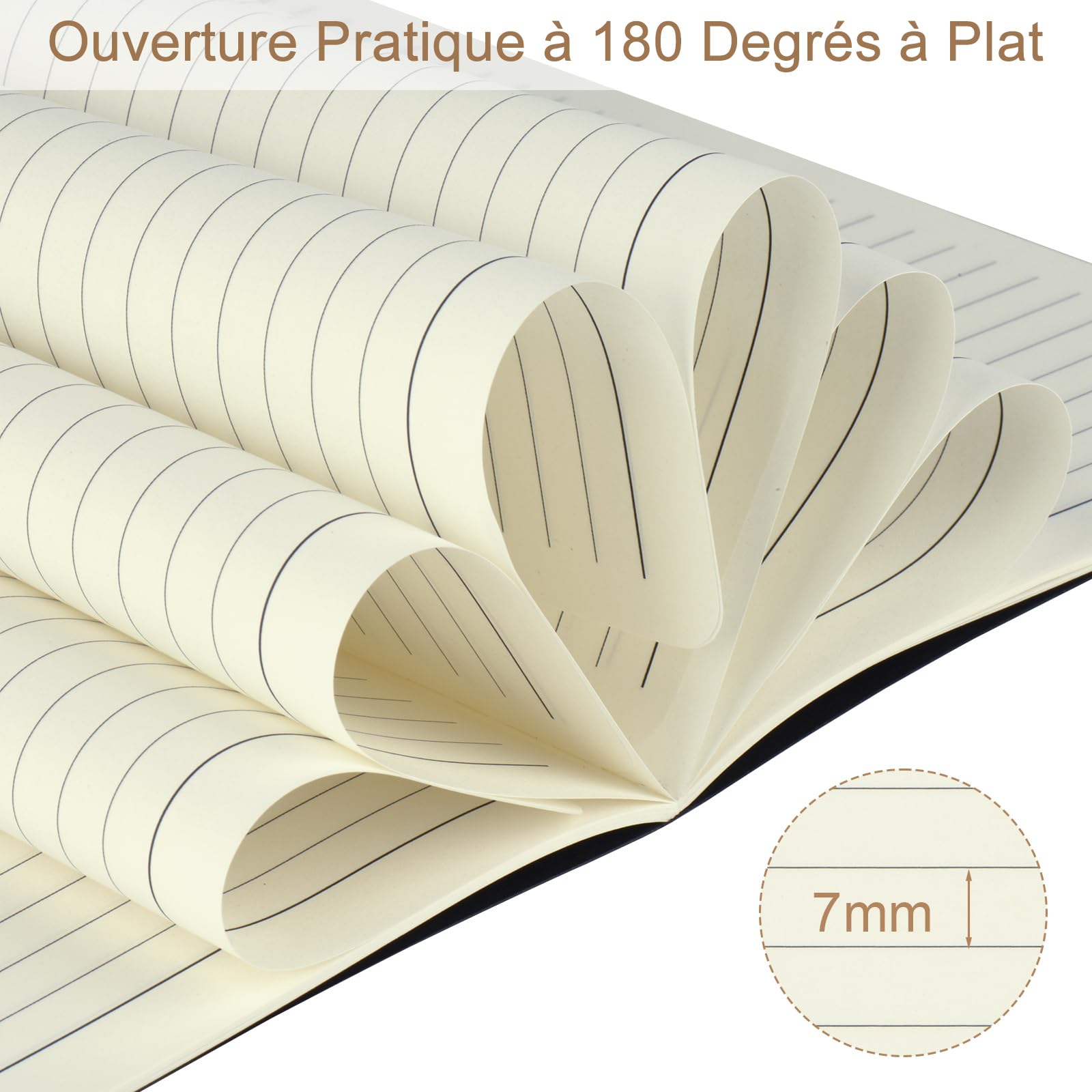 Cahiers Lignés A5 Lot de 5 Blocs Carnet de Notes Couverture Kraft Noire 60 Pages