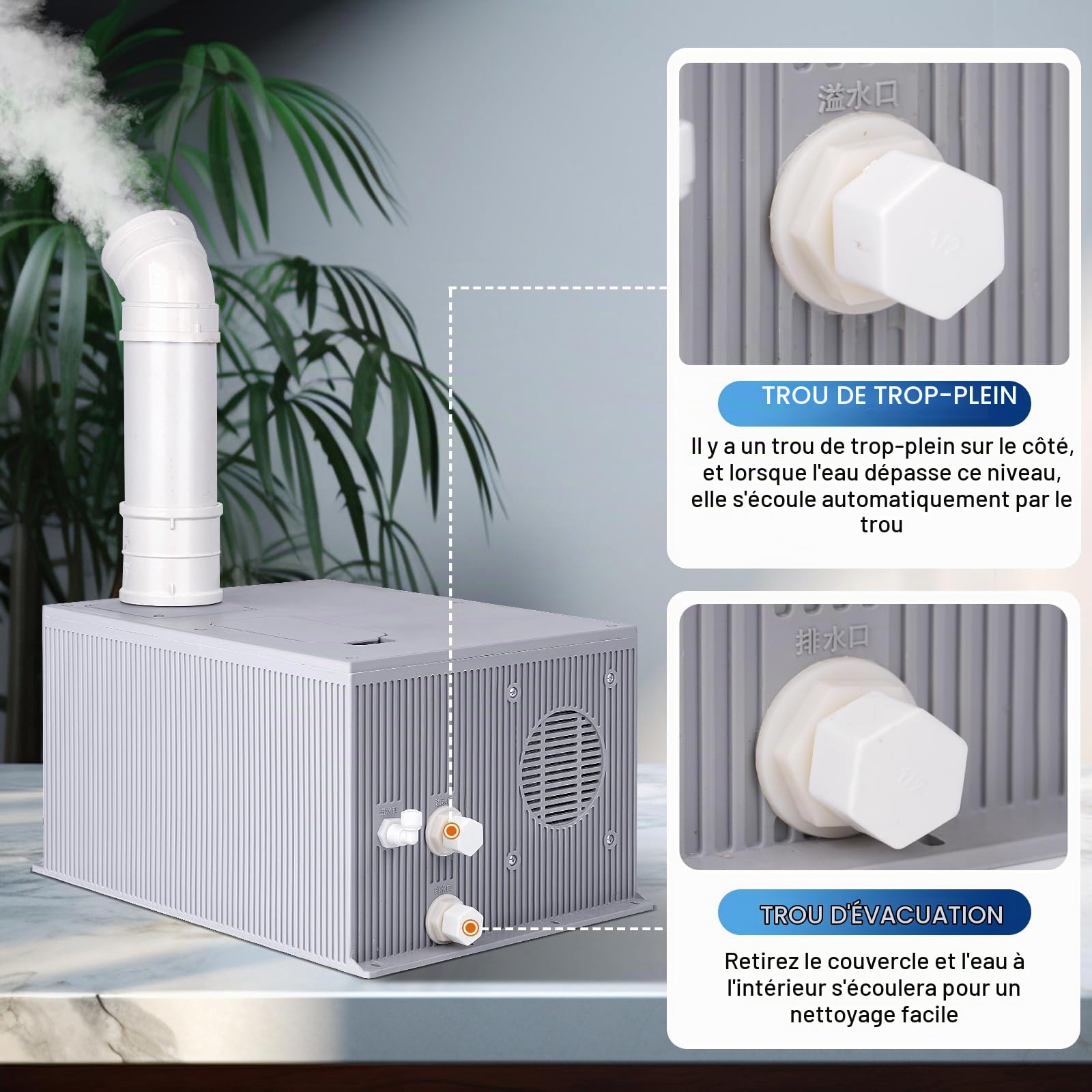 Humidificateur Industriel Brumisateur 9L / H Grand Volume 270M³ / H Humidificateurs à brume fraîche Humidificateur commercial Pour Atelier Supermarché Entrepôt Plante Serre De Légumes