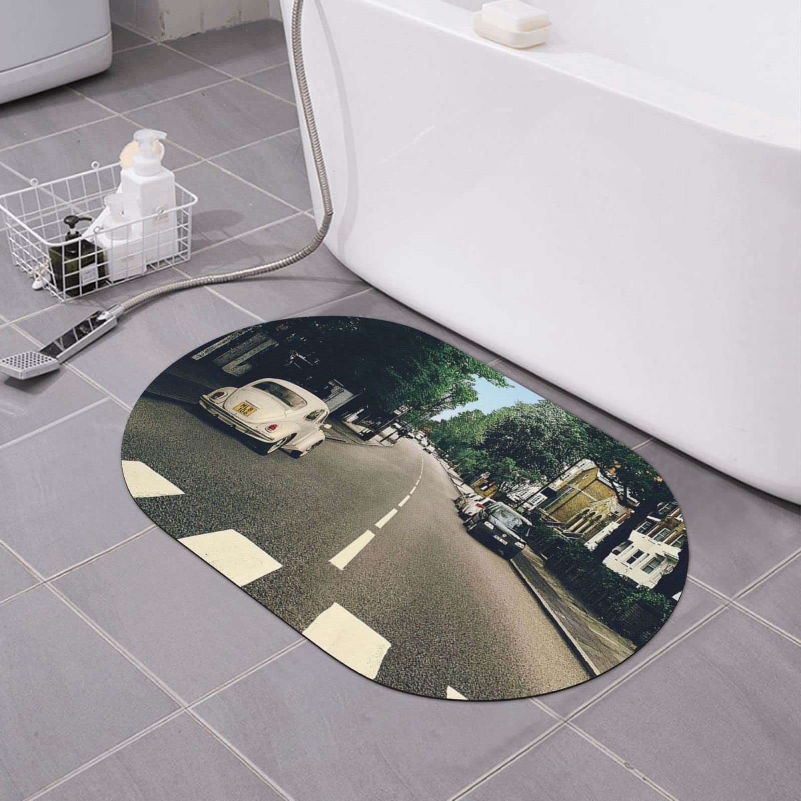 Tapis de bain en terre de diatomée imprimée 40x60 cm avec envers caoutchouc antidérapant