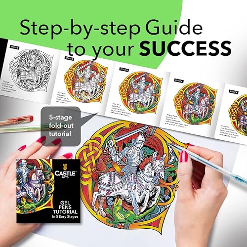 Miniatura 5 de Castle Art Supplies - Juego de 100 bolígrafos de gel con funda para adultos y niños artistas, ideal para colorear libros de dibujo, álbumes de