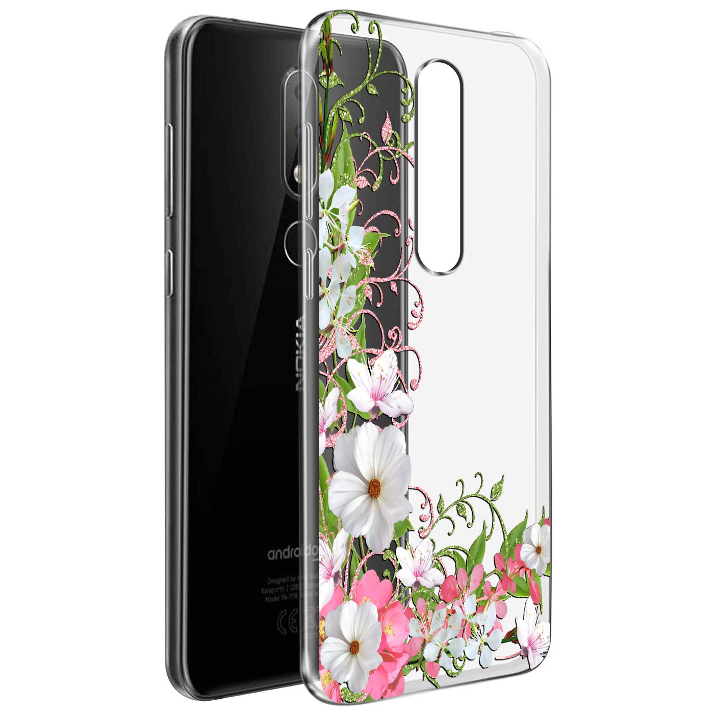 Nainz Pink and White Flower Printed Soft Silicone Transparent Back Cover Case for Nokia 6.1 Plus/Designer Stylish Back Cover for Nokia 6.1 Plus (B07RL79MLK) Amazon Price History, Amazon Price Tracker