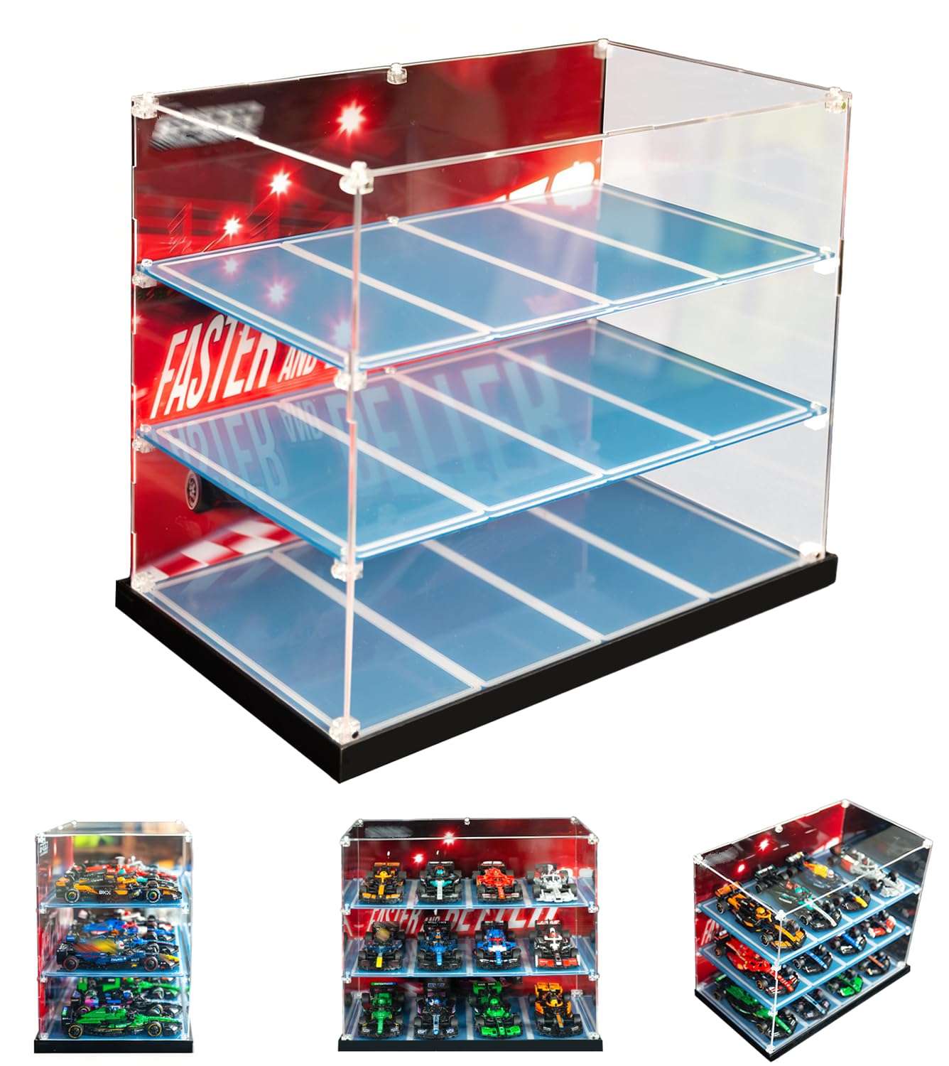 icuanuty Acrylic Display Case Compatible with Lego Speed Champions F1 Car Display Case, Organisation Display Case Box for 77242,77243,77244,77245,77246,77247,77248,77249,77250,77251,77259 (Model Not