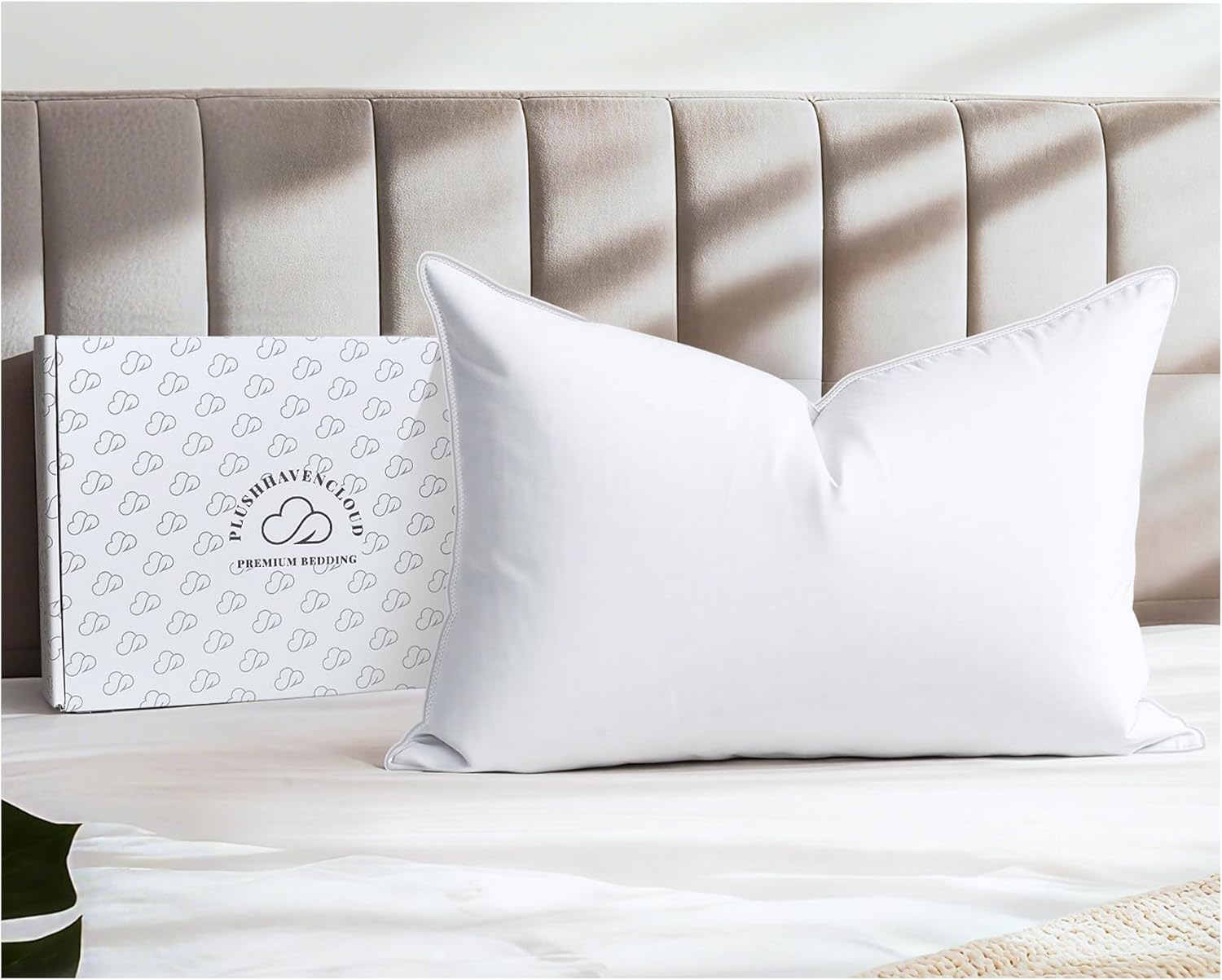 Goose Down Bed Pillows with 100% Natural 800+Fill Power, Goose Down Fiber Pillow for Sleeping, 700TC Cotton Shell, Standard Size - Firm/More Support, 1 Pack