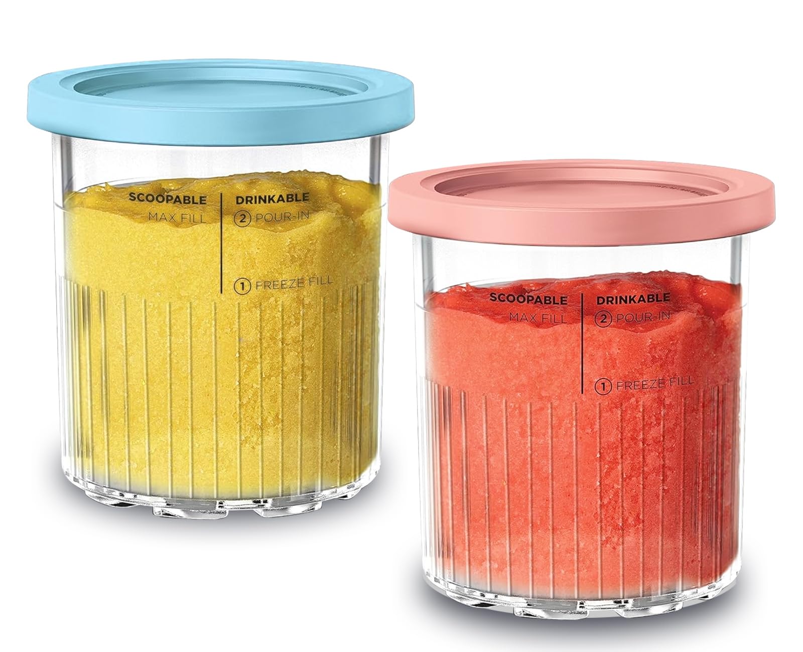for Ninja Creami Deluxe Pints and Lids 2 Pack Family Ice Cream Storage Containers for Ninja Creami Maker 11-in-1 NC501 NC500 Series (Dishwasher Safe Reusable Leak Proof)