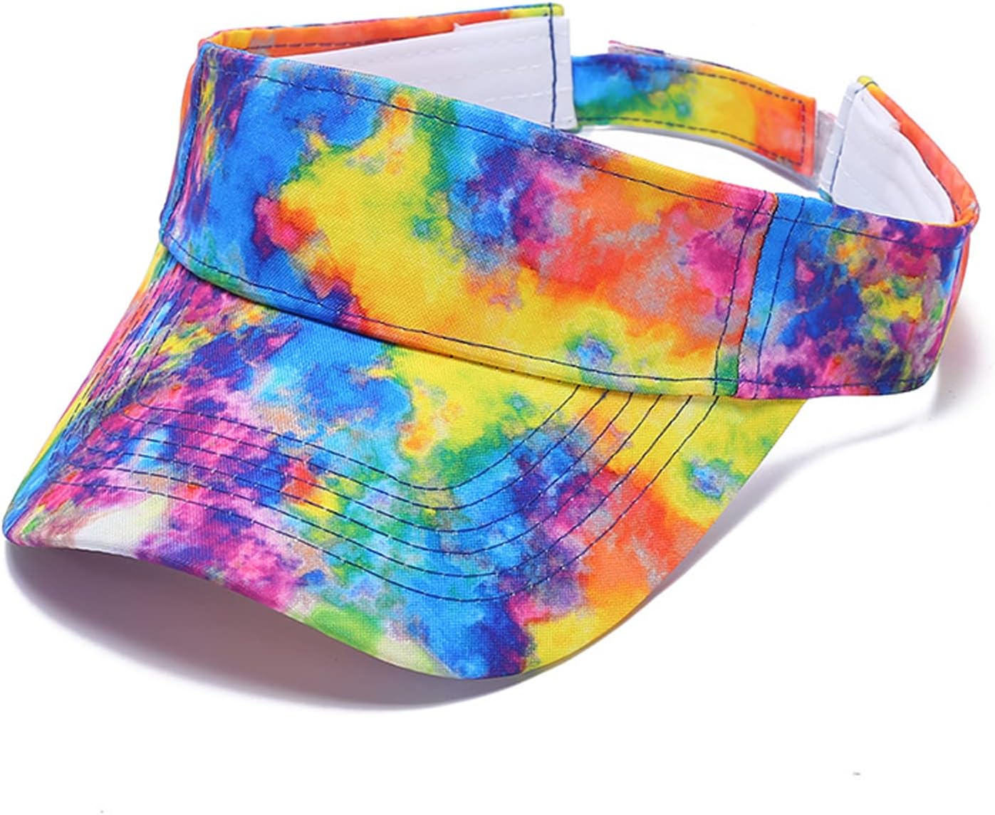 6 PC Tie Dye Sun Visors Hats, Sports Visor Hat Ball Caps Empty Top Tennis Golf Summer Beach Pool