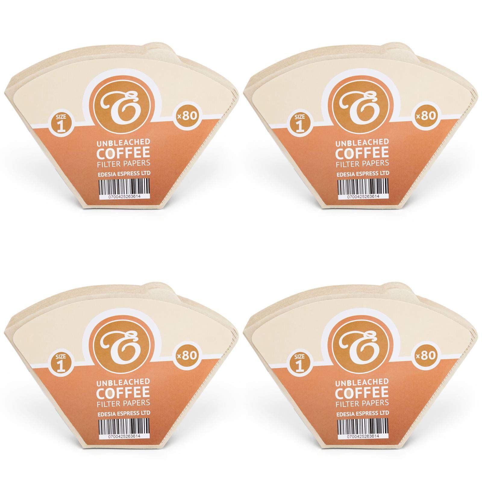 320 Size 1 Coffee Filter Paper Cones, Unbleached by EDESIA ESPRESS