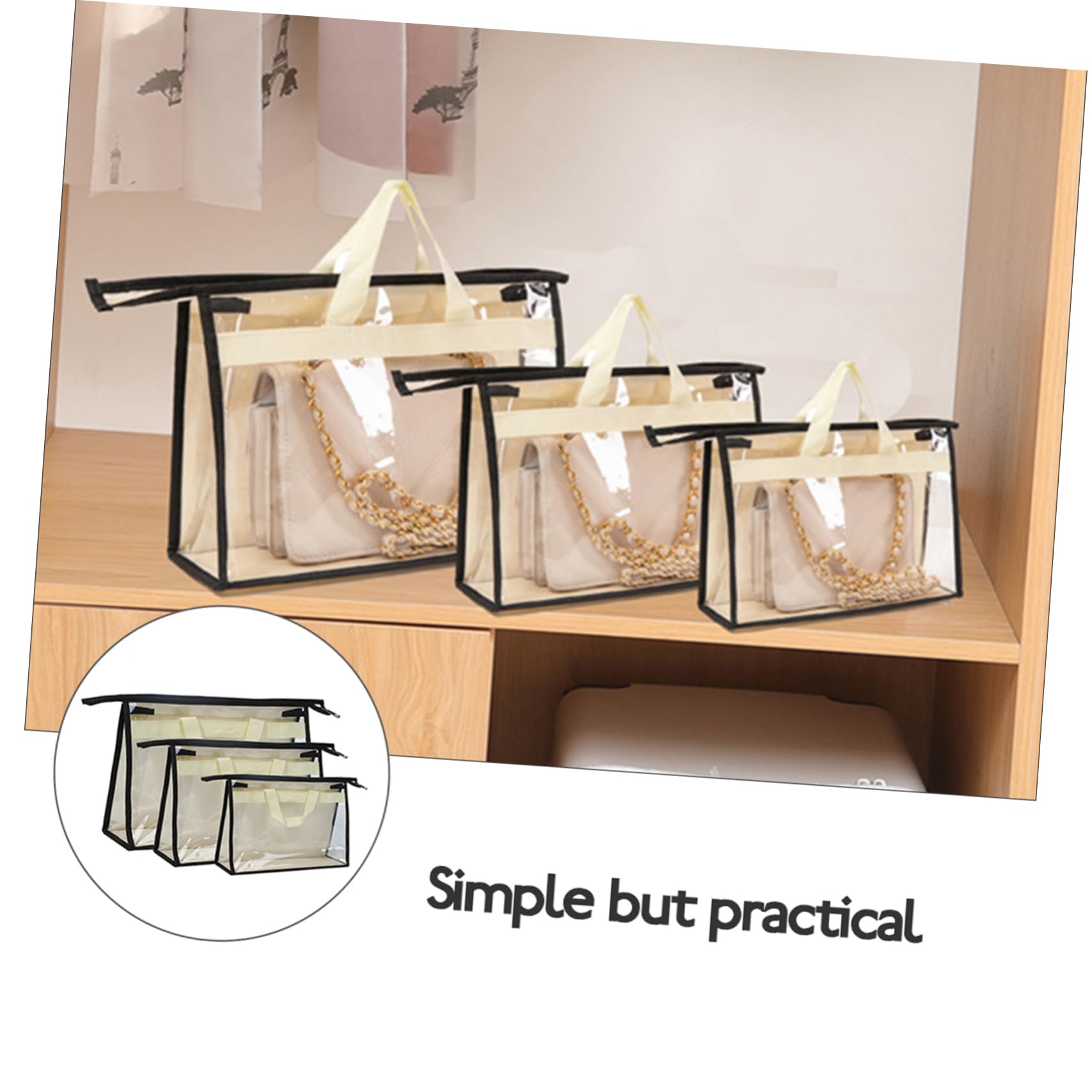 Alipis 3 Piezas Bolsa De Polvo Bolsas De Almacenamiento Colgantes Bolsas De La Cubierta Del Bolso Bolsos De Mano Bolso De Mano Transparente Tela No Tejida Placard Bolsa Colgando