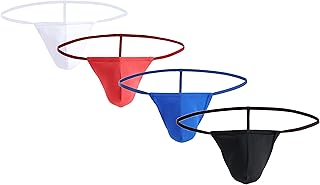 Men's Combo of Polyster Spandex Enhancing G-String Thong Sexy Underwear, One Size Fits S-M-L, White-Red-Black-Blue Color, 4 Pcs Combo-picture-15