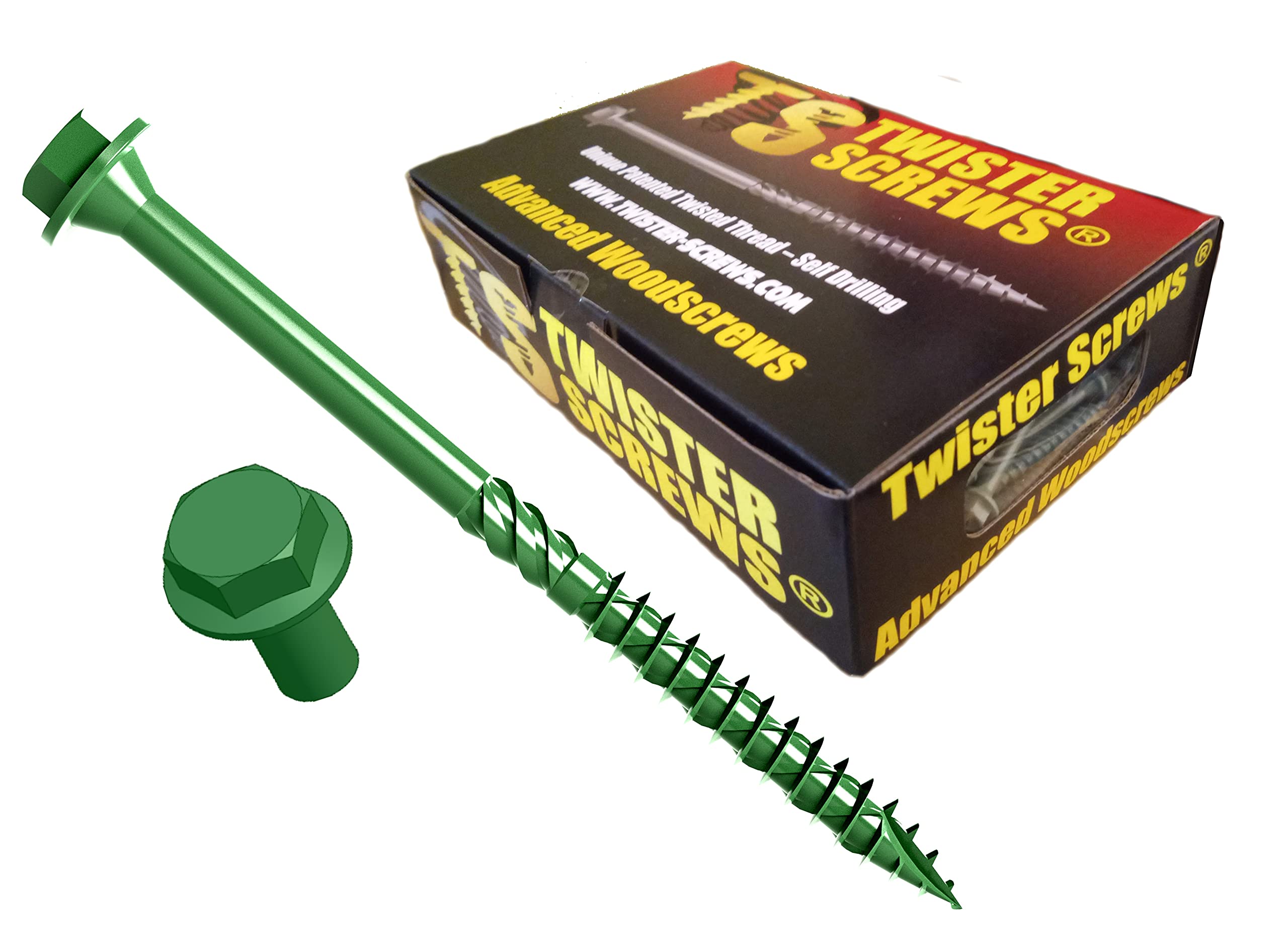 HexDrive from Twister Screws patented self drilling Hex Head Wood Screw
