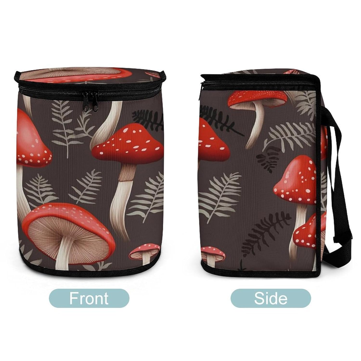 Hanging Car Trash Bag Red Mushrooms Printed Car Garbage Storage Bag Leakproof Car Trash Can Portable Garbage Storage Bags