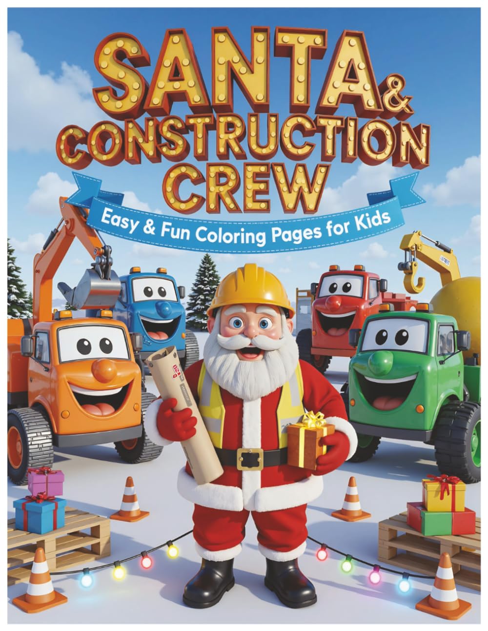 SANTA & THE CONSTRUCTION CREW: 30 FUN COLORING PAGES FOR KIDS (Santa’s Magical Coloring Series)