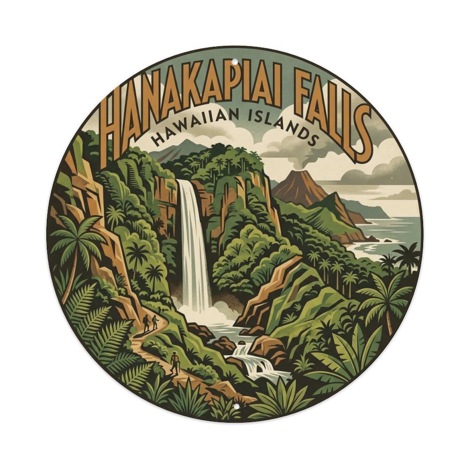 Hanakapiai Falls Hawaii Island Nature Scenic Trail Metal Tin Sign