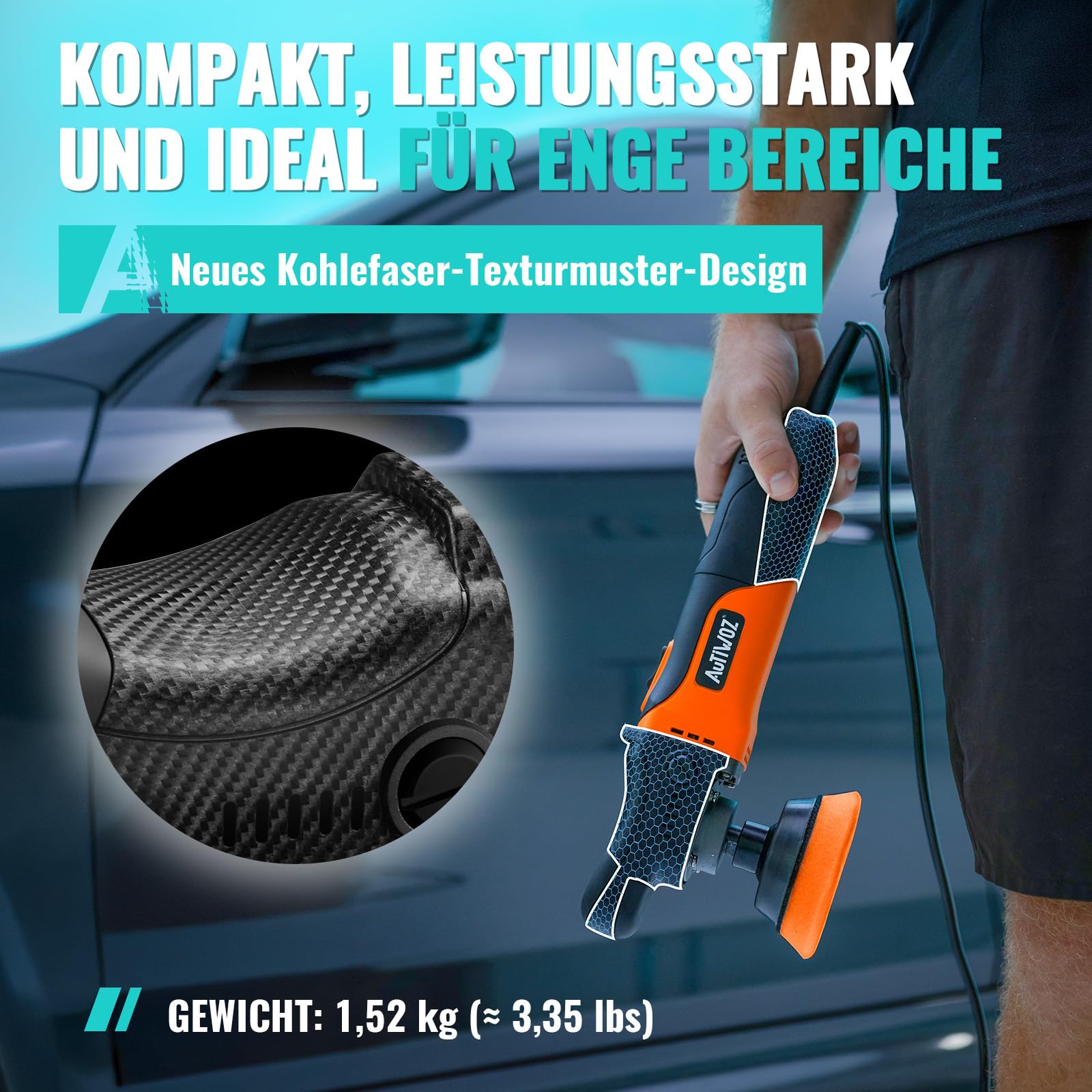 AUTIWOZ Mini Rotationspoliermaschine Auto Set, Kleine Poliermaschine 630W