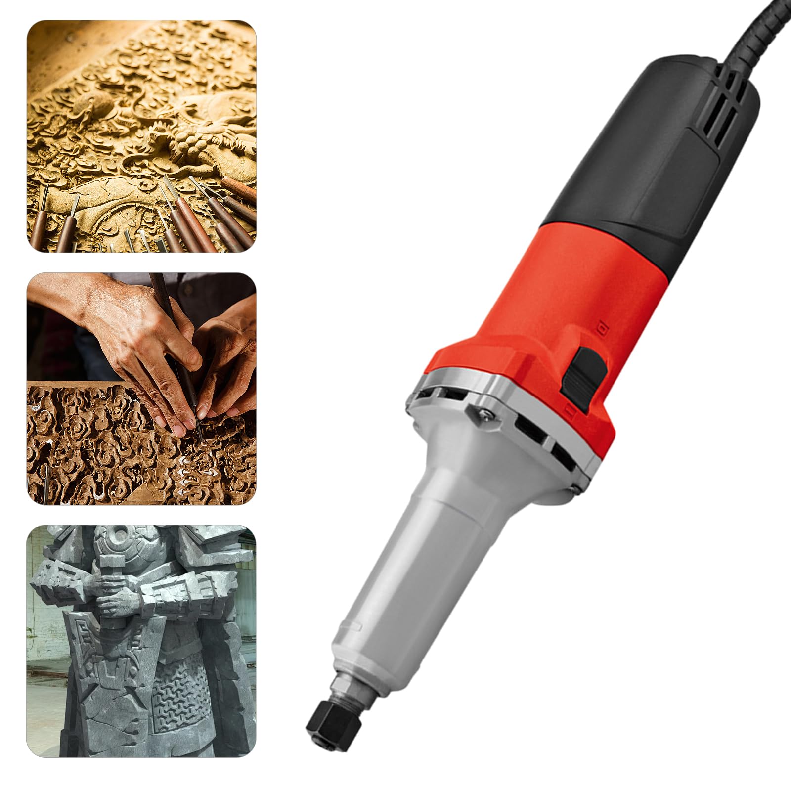 Smerigliatrice dritta 600 W Levigatrice elettrica 0-27000 giri/min, con 3 testine abrasive, smerigliatrice per lucidatura, punzonatura e incisione