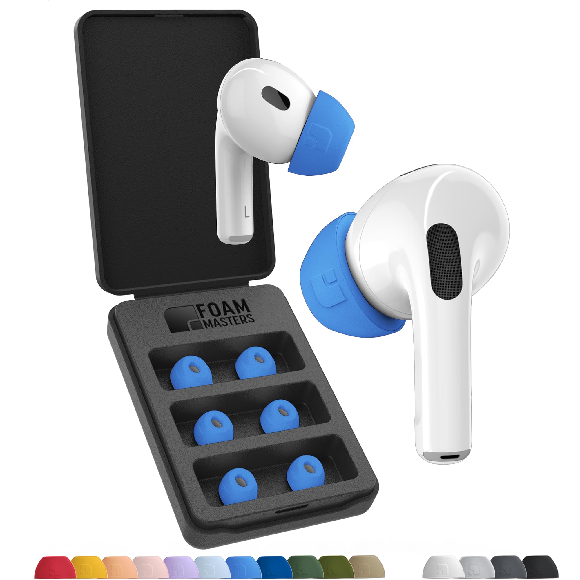 Foam Masters Ultra-Premium Memory Foam Ear Tips for AirPods Pro 1st & 2nd Gen | 3 Pairs | New Ver. | Secure Fit | Super Comfort | Better Noise Cancel