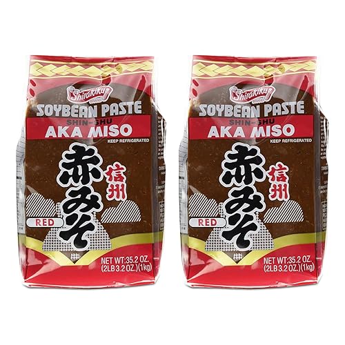 Shirakiku Miso Aka (rojo) Pasta de soja Pasta de soja tradicional Ideal para sopa, salsa, adobo, alimentos japoneses, bolsas de 35.2 onzas
