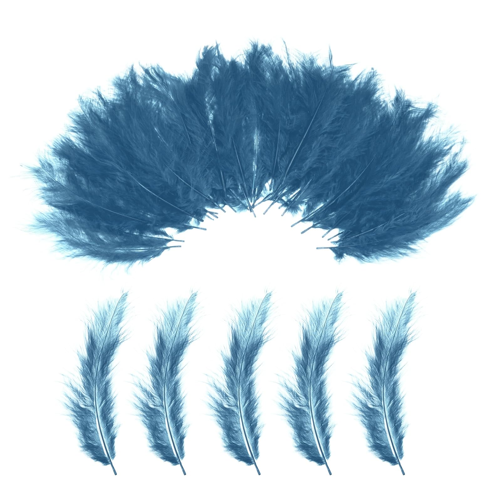 PATIKIL 100 Pack Fluffy Turkey Marabou Feathers,4-6 Inches Navy Blue Natural Turkey Feathers for Crafting Dream Catcher Fringe Trim Fly Tying Party Decorations