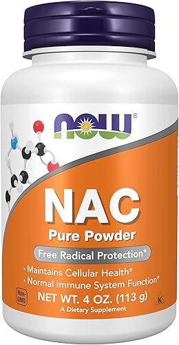 NOW Supplements, NAC (N-acetil cisteína) 600 mg polvo puro, protección de radicales libres*, salud celular*, función del sistema inmunológico* 4