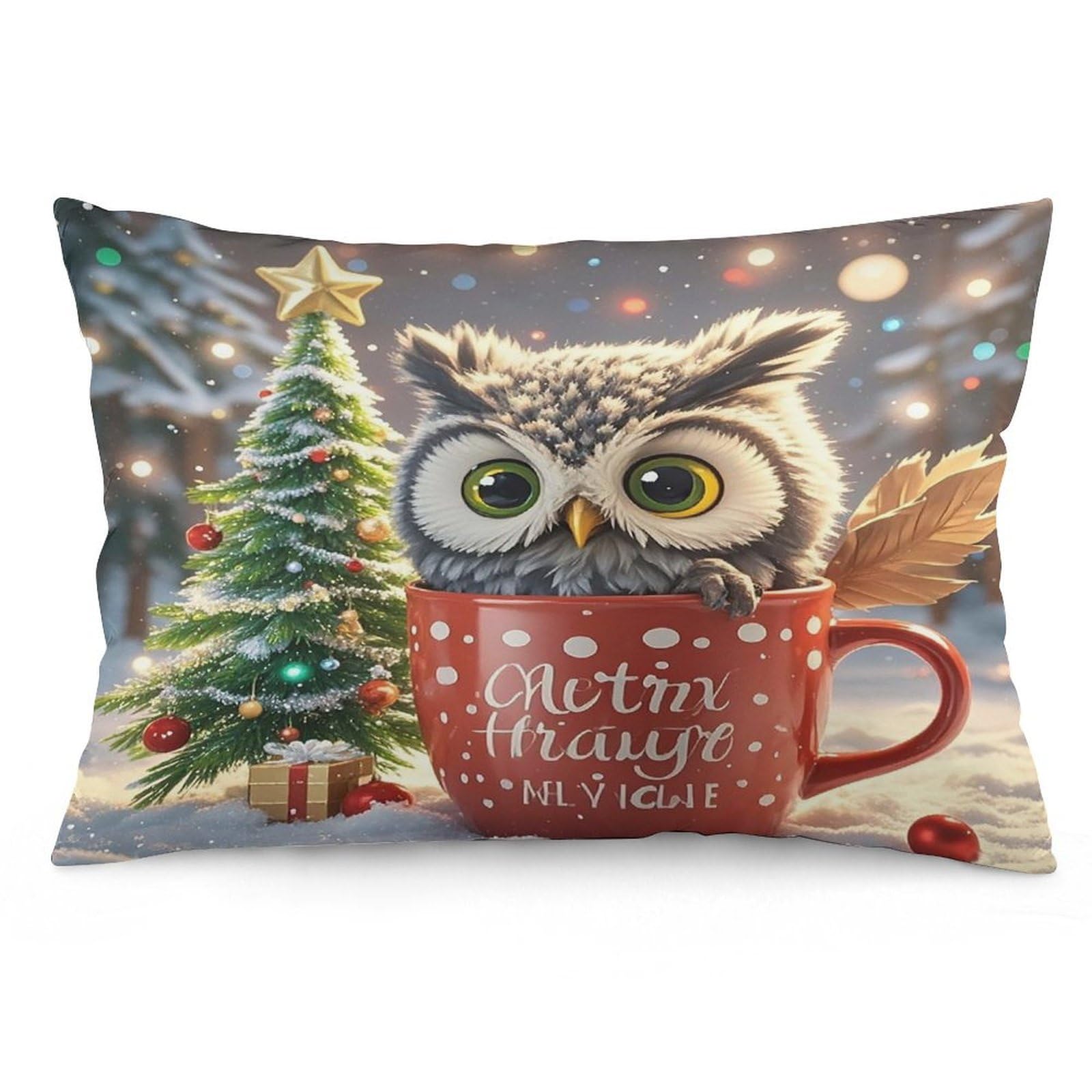 Owl Cup Throw Pillow Cover Soft Lumbar Pillow Covers with Zipper Breathable Rectangular Cushion Case Polyester Pillow Case Decorative Body Pillow Cover for Couch Bed