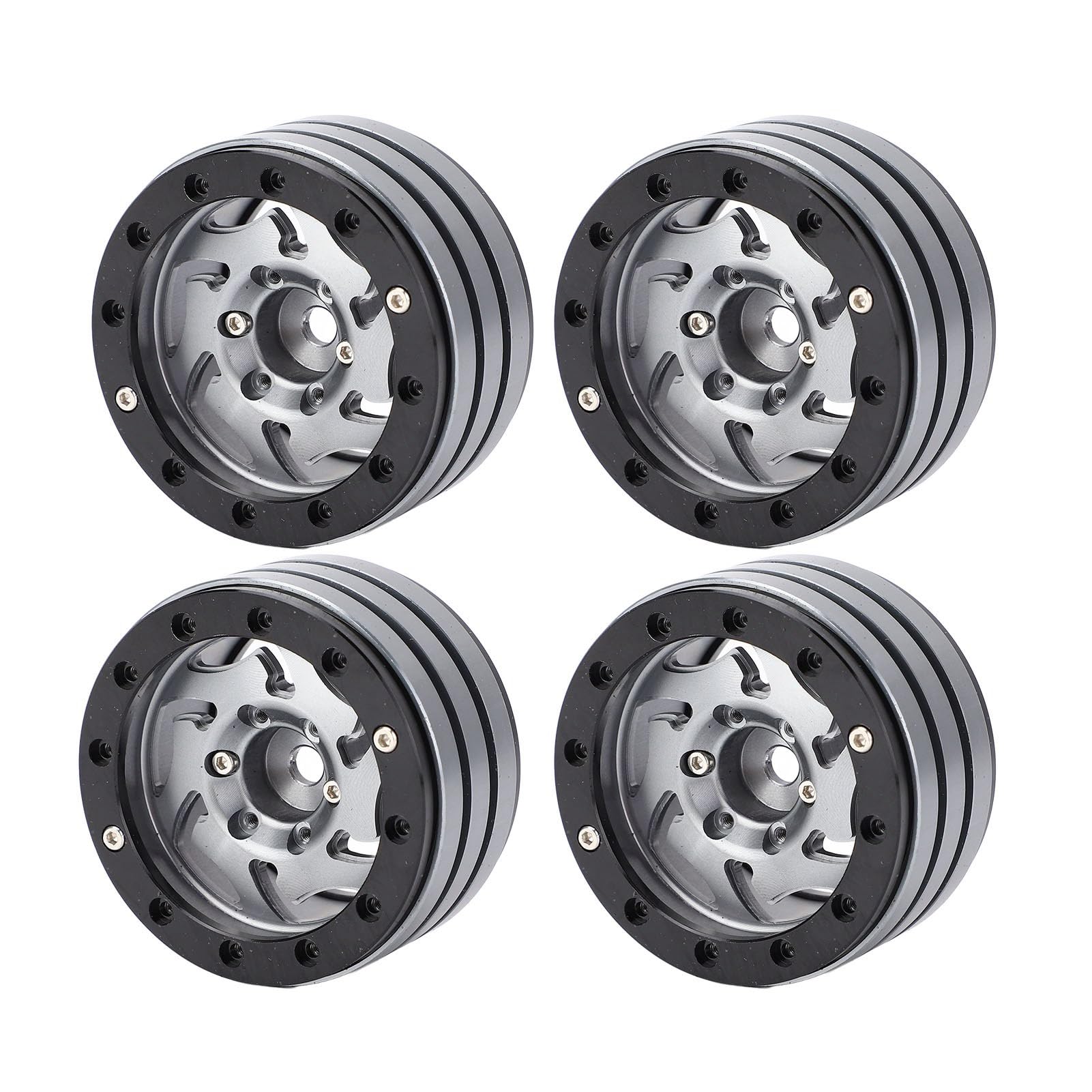 4 szt. Zestaw Obręczy Koła ze Stopu Aluminium CNC RC Beadlock Odporny na ścieranie dla Gąsienic RC (Kolor Ti)