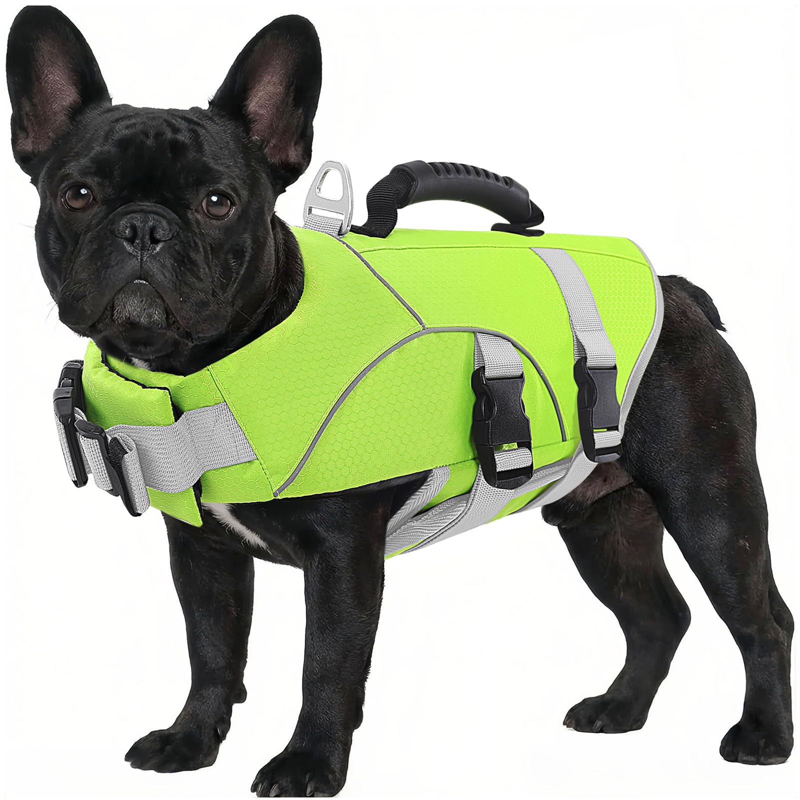 ASENKU Giubbotto Salvataggio per Cane, Salvataggio Professionale per Cani Galleggiante ad Alta Visibilità per Spiaggia, Barca e Piscina, Maniglia di Sicurezza, Cinturino Regolabile con Maniglia