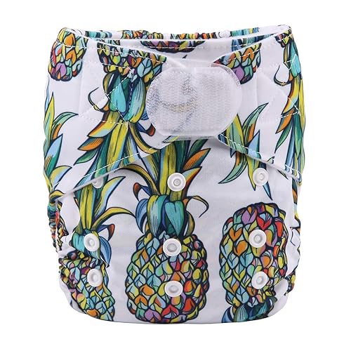 Pañal de tela de bolsillo para bebé con gancho y lazo (piñas)