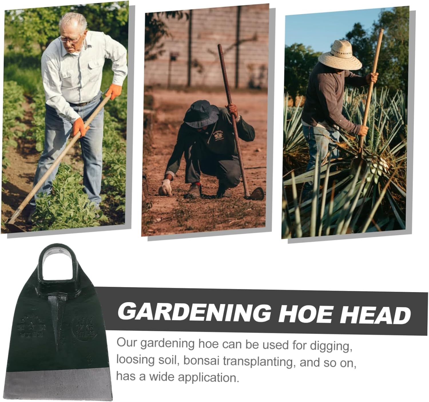 Hoe for Gardening Stainless Steel Hoe Head Hand Tiller for Digging Loosening Soil and Trenching