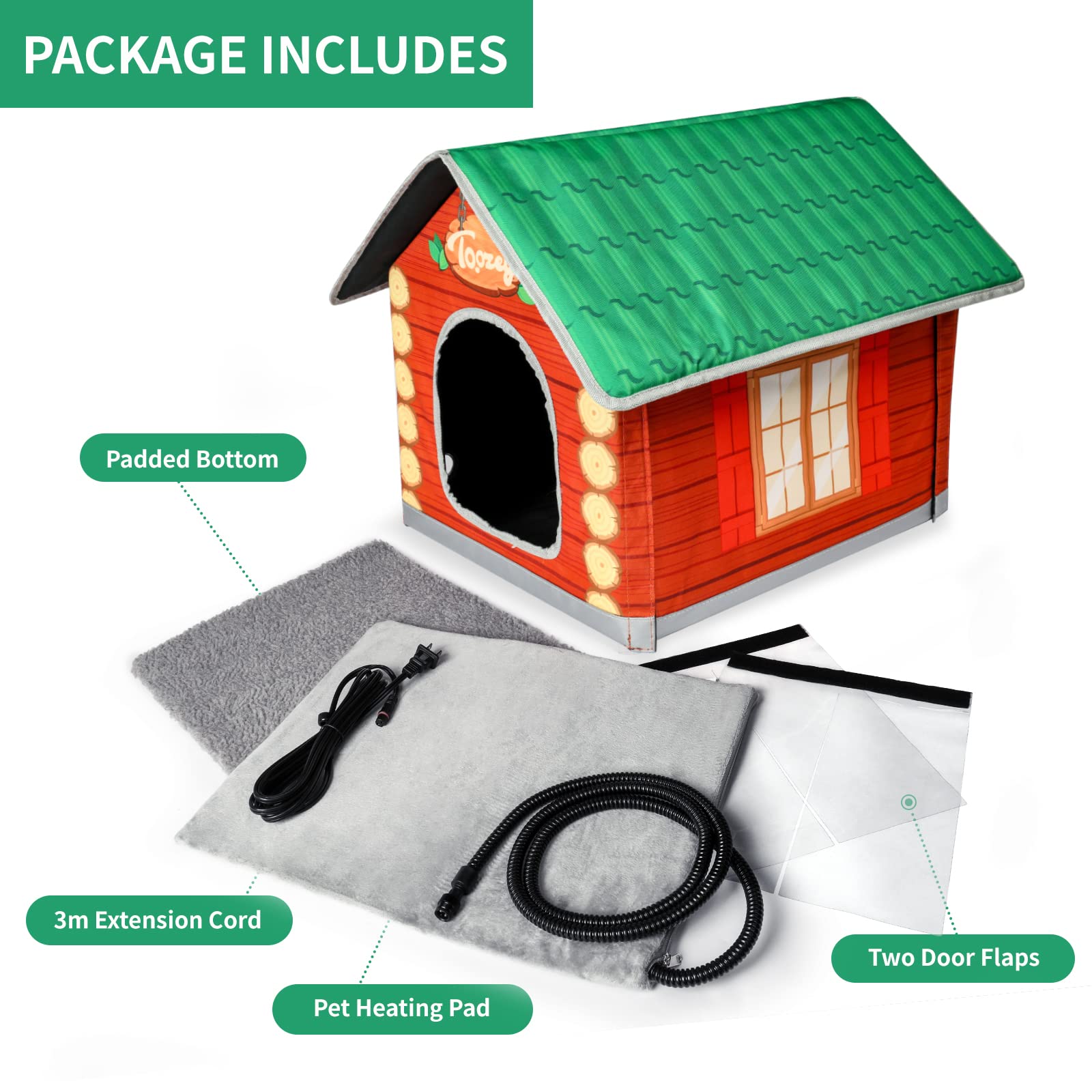 Amazon.com : Toozey Heated Cat House for Winter, Indoor/Outdoor  Weatherproof Cat House with Heated Pet Pad, Providing Safe Feral Outdoor Cat  House for Cats or Small Dogs, Easy to Assemble Cat Shelter :