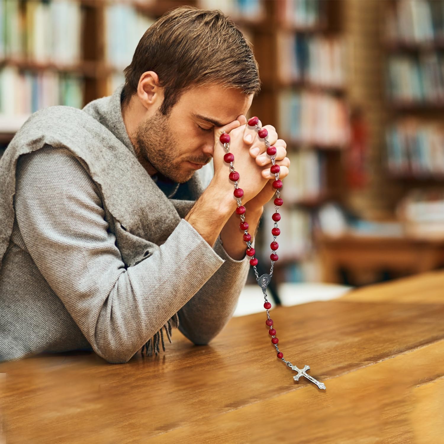 24 Pcs Virgen De Guadalupe Necklace, Our Lady of Grace Party Favor Catholic Gifts with Box Saint Jude Red Rosary Beads Necklace for Funeral Baptism First Communion Party - Image 6