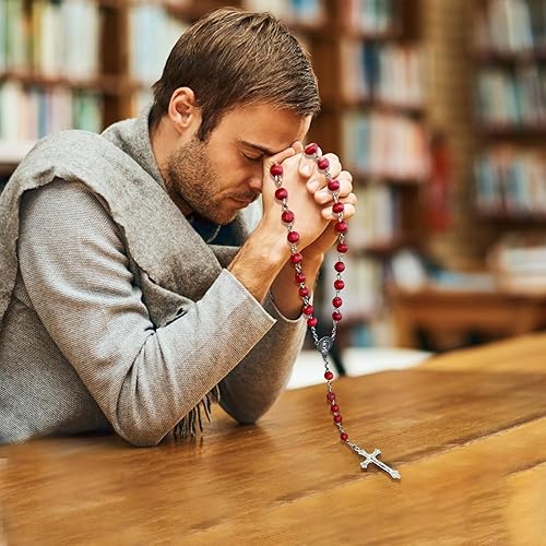 Miniatura 6 de Collar de la Virgen de Guadalupe de 24 piezas, Favor de Fiesta de Nuestra Señora de Gracia Regalos Católicos con Caja, Collar de Cuentas de Rosario