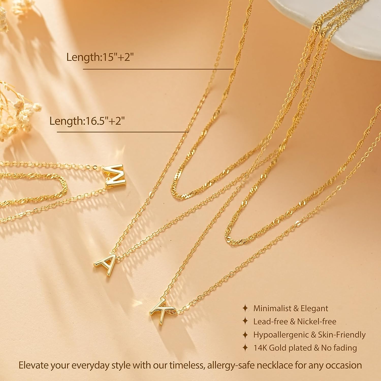 Initial Necklaces for Women, Trendy 14K Gold Plated Layered Necklace Dainty Letter Custom Name Personalized Choker Necklaces Non Tarnish Fashion Accessories Gold Jewelry Valentine's Day Gifts for Her - Image 5