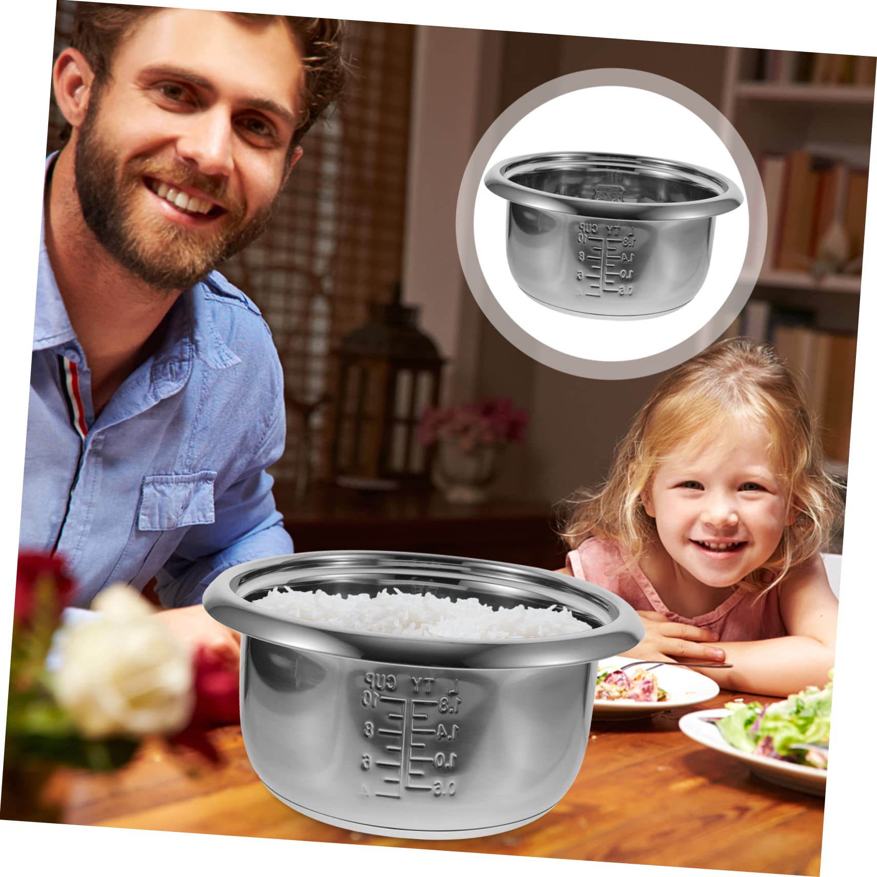 Marmite Intérieure De Cuiseur à Riz 4l en INOX 304 Épais Antiadhésif Polyvalente pour Cuisson De Riz Gâteau Remplacement Ménager