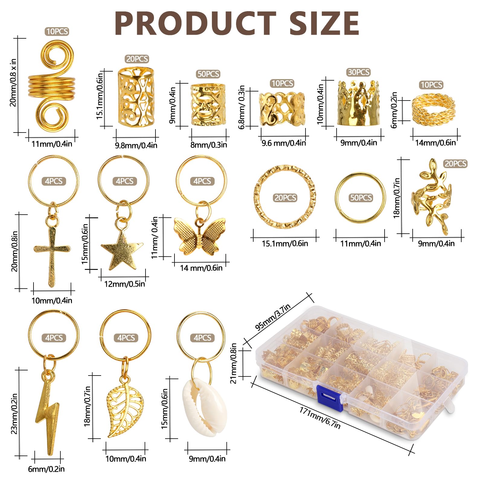 ZHXGO 244Pcs Hair Jewelry Braids, Hair Dreadlock Metal Clips, Hair Charms Pendants - Image 2