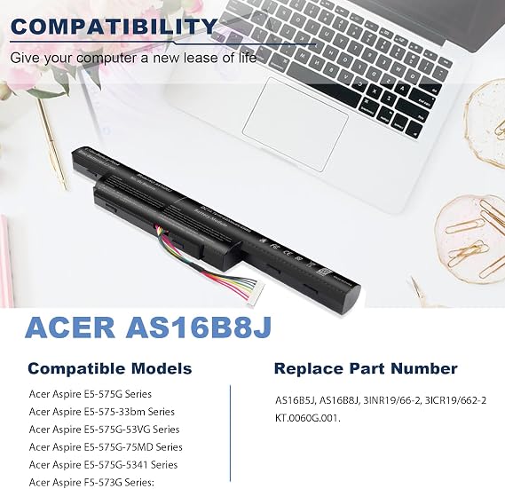 Fancy Buying AS16B8J Laptop Battery Compatible Acer Aspire E5-575G E5-575G-53VG 15.6 E5-575G-549D Series 3INR19/66-2 AS16B5J