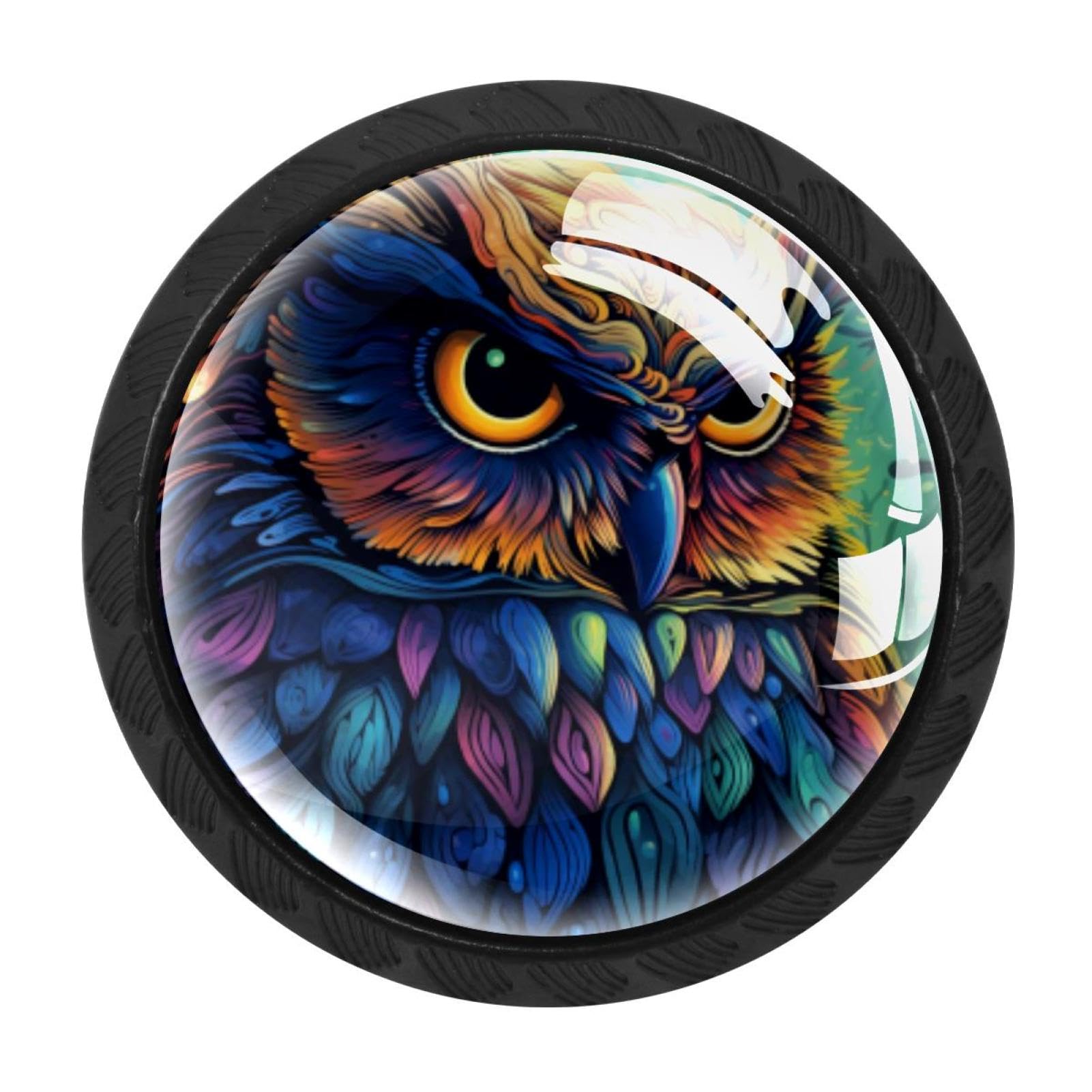 CHENZZZZ 4 Pieces Owl Kitchen Cabinet Knobs Drawer Knobs Dresser Knobs Black Knobs Drawer Pulls Dresser Drawer Handles Knobs for Dresser Drawers