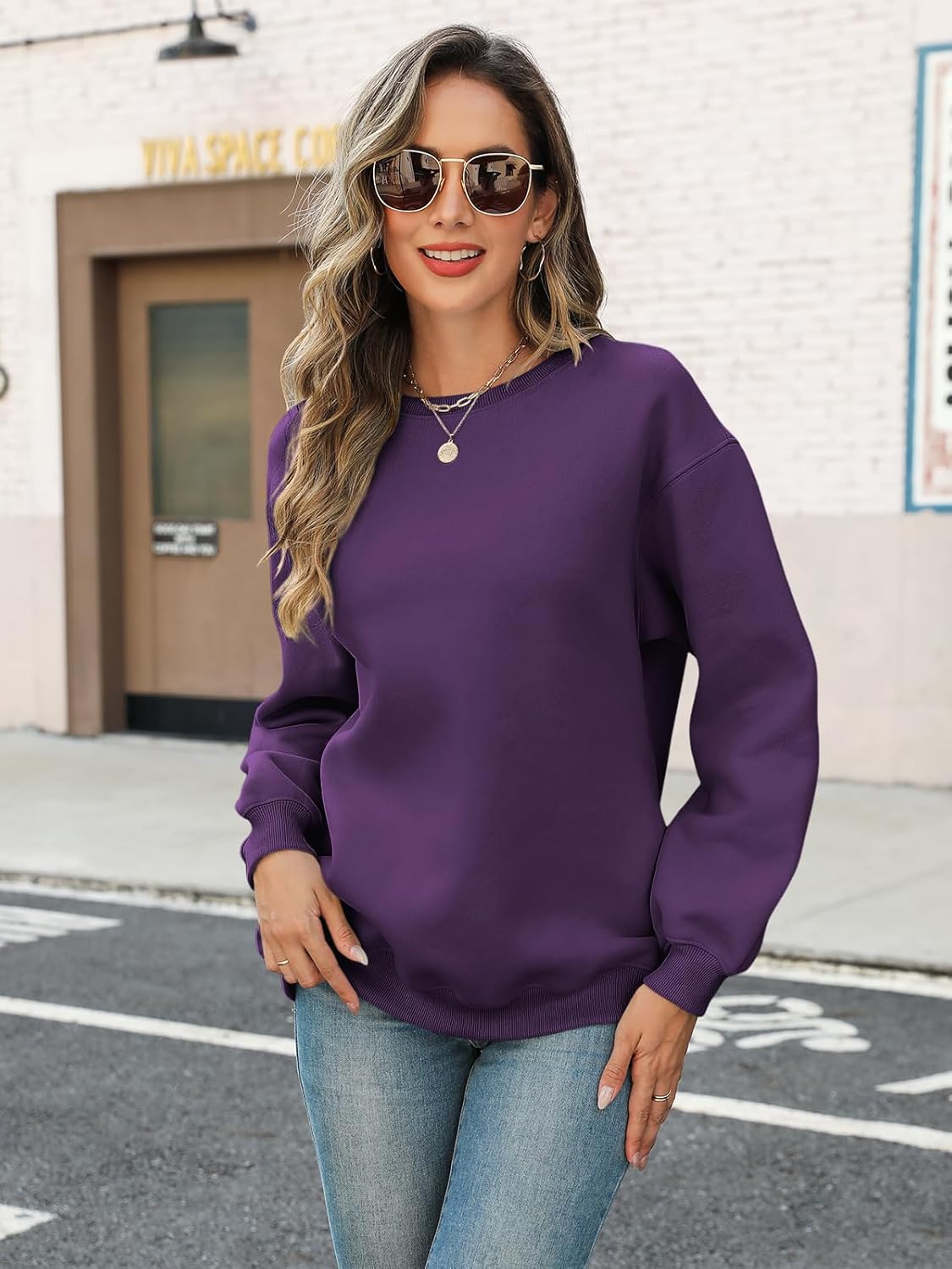 TICTICMIMI Women's Casual Crewneck Sweatshirts Long Sleeve Tops Loose Fit Fall Shirts - Image 2