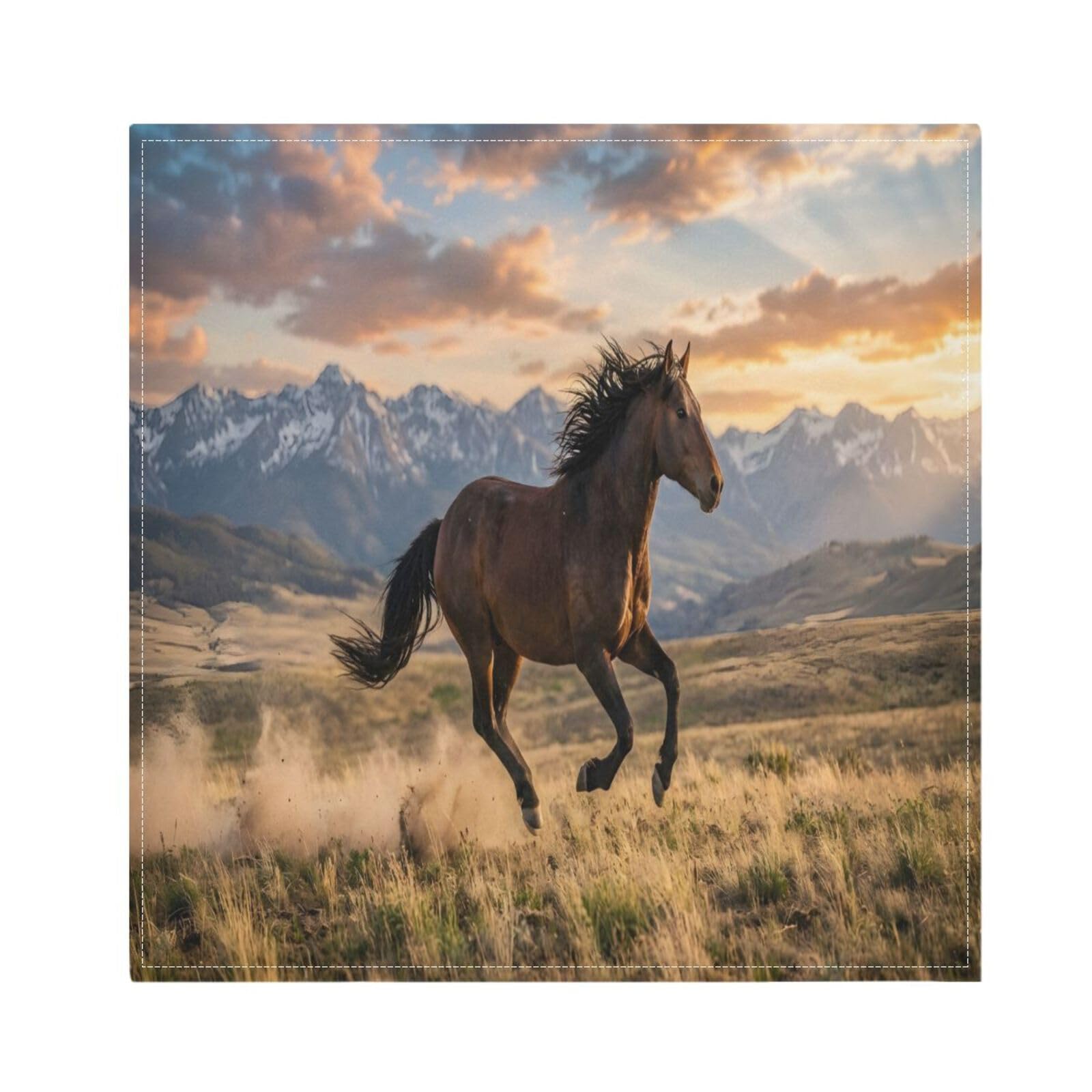 Ttgoth Horse Cloth Napkin Set of 4 Washable & Reusable Dinner Napkins for Dining Table, Banquets, Wedding, Party, 50x50 cm