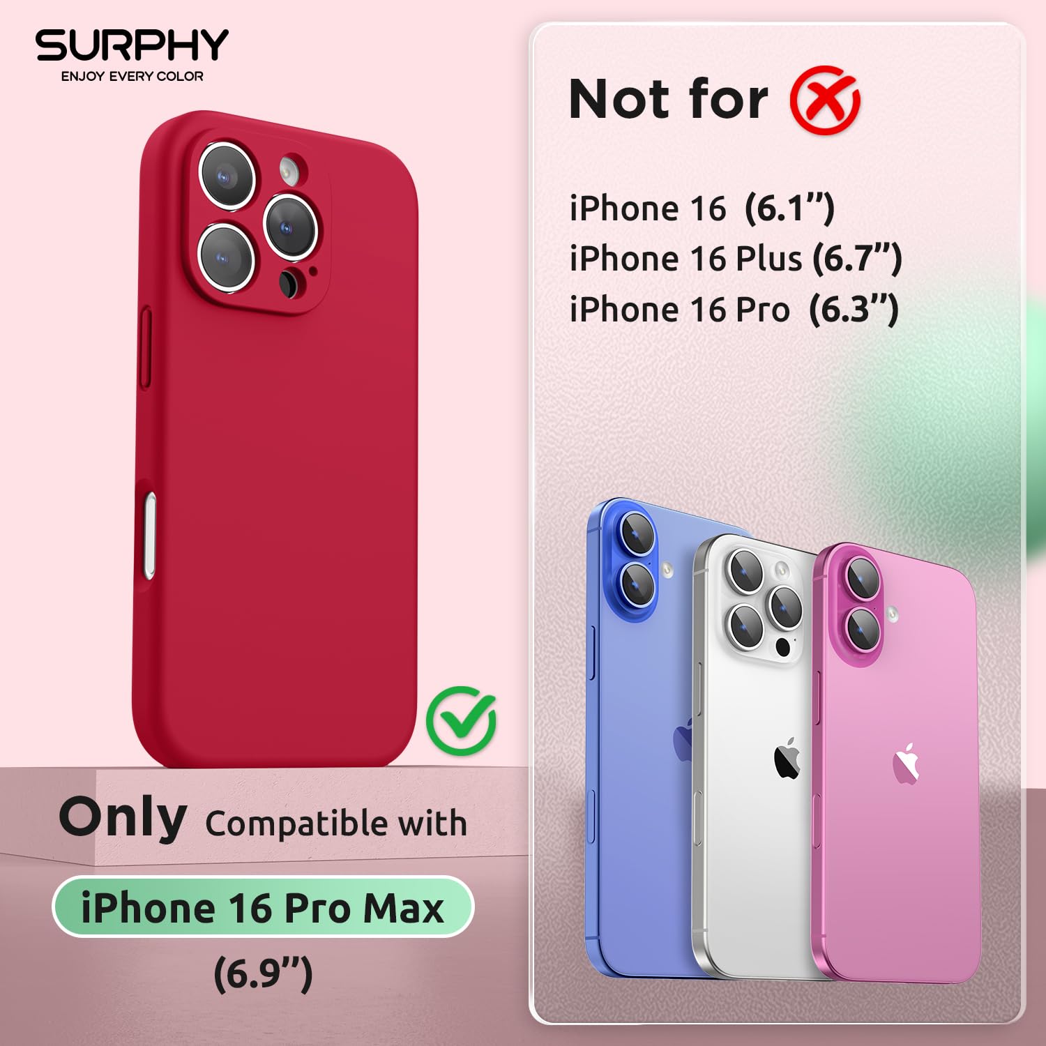 SURPHY Cover Magnetica per iPhone 16 Pro Max 6,9,Compatibile con MagSafe Accessori,Sottile Antiurto iPhone 16 Pro Max Case Silicone con 2 mm Protezione Fotocamera,Bianco