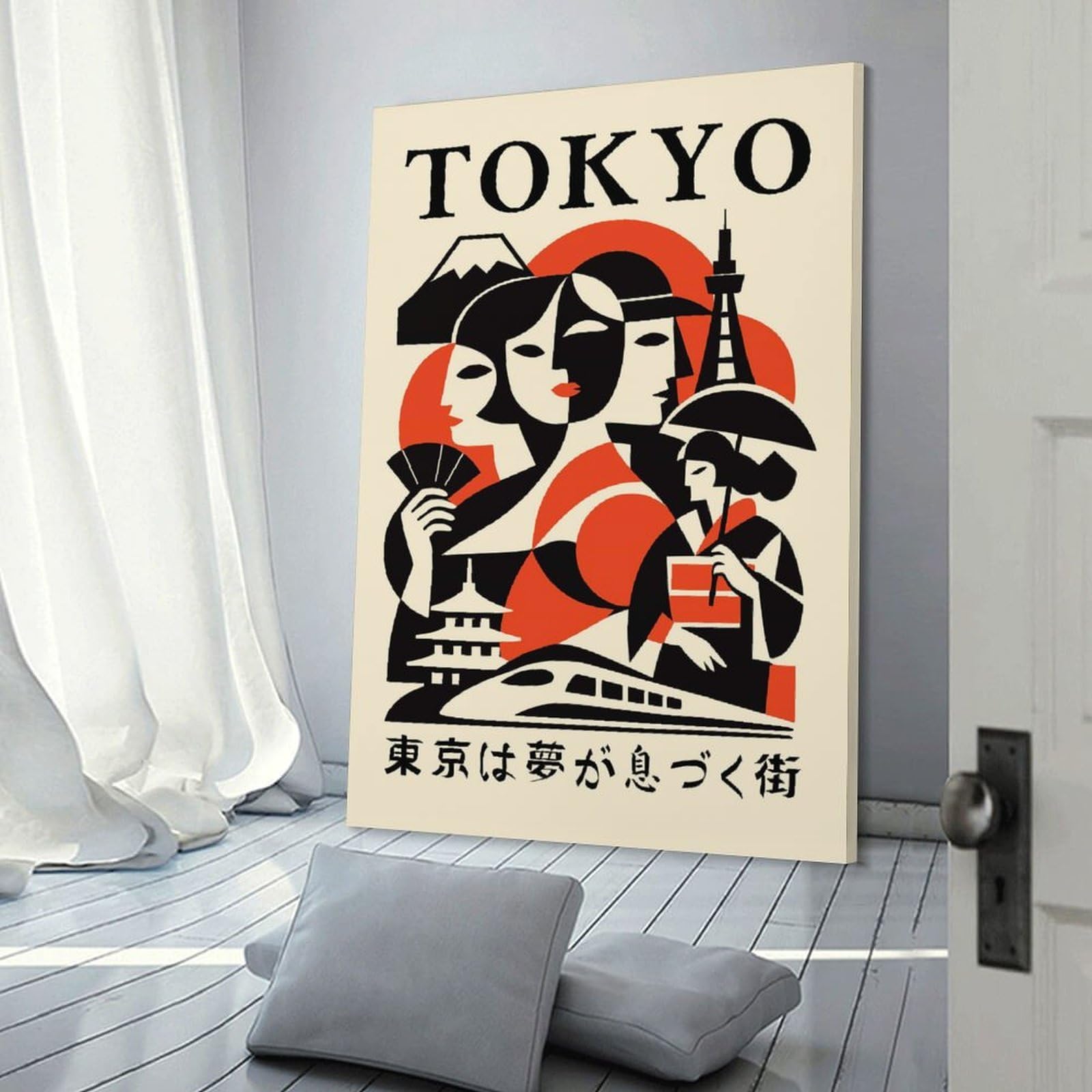 Junmoney Tokyo Travel (3) Canvas Wall Picture, 24x36inch(60x90cm), for Bedroom Walls, Guest Spaces Or Lounges, Stylish Decor for A Restful Room Update