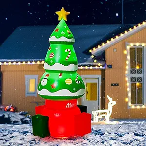 PULLAFUN 5.6 FT Christmas Inflatable Tree Blow Up Xmas Trees with Multicolor LED Lights, Christmas Tree Yard Decor for Outdoor, Garden, Lawn, Holiday Party