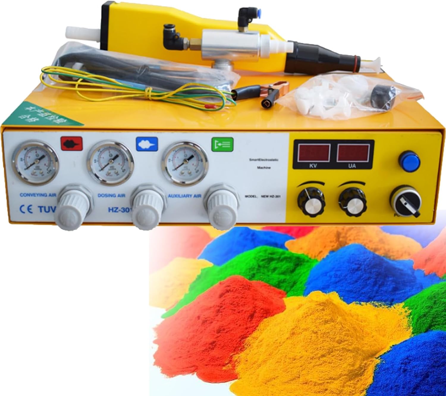 Powder Coating Machine Portable for Power Tools, with Powder Coating Gun, 1 Liter Small Capacity Powder Bucket, for Home DIY and Commercial