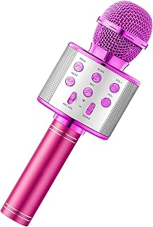 Warmiehomy Kids Microphone Portable Karaoke Birthday Gifts for 4 5 6 Year Old Girl Bluetooth Microphone Toy Home KTV Singi…