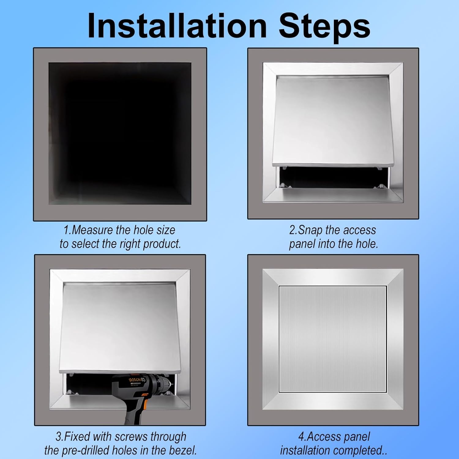 1pc Durable Stainless Steel Push Type Access Panel - Waterproof Inspection Door for Easy Maintenance and Installation(55x100cm)