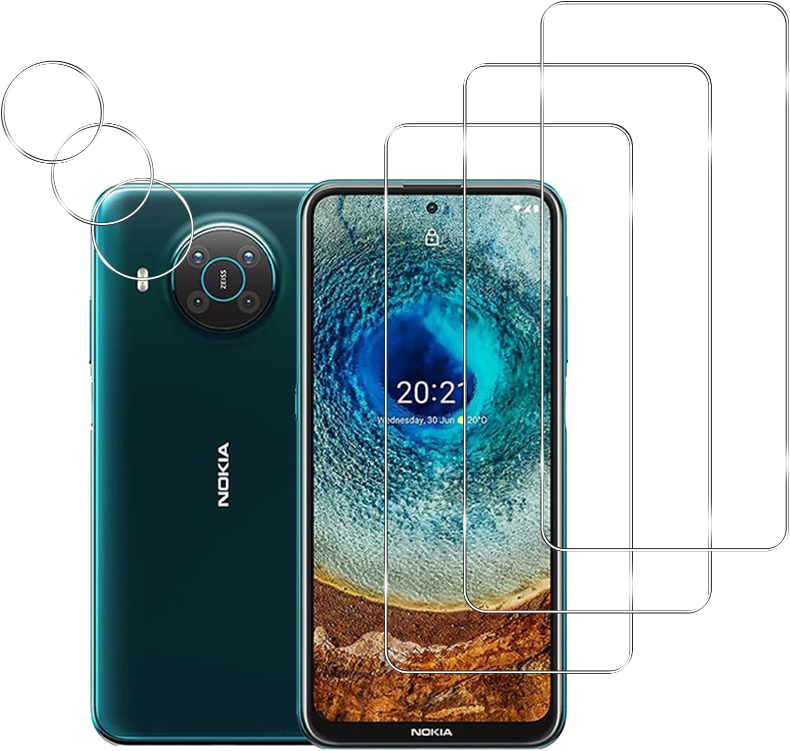 [3+3 Pack] Screen Protector and Camera Lens Protector for Nokia X100, HD Anti-Scratch Anti-Fingerprint Tempered Glass Screen Protector, for Nokia X100