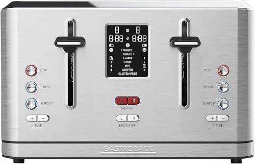 GASTROBACK Digital Toaster 4-Scheiben Edelstahl mit LCD-Display