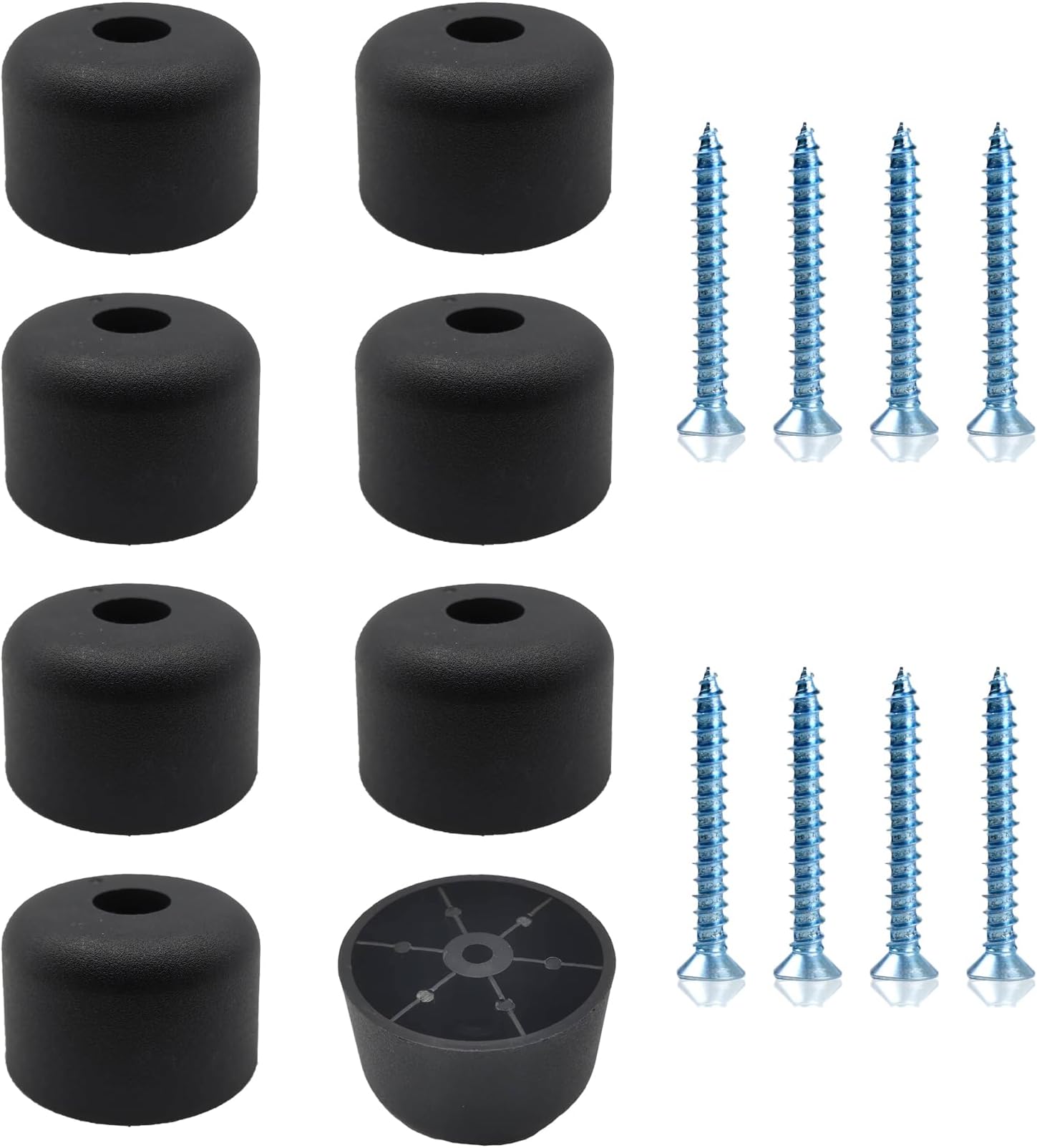 Pafnisoin Furniture Feet, Black, Pack of 8 Furniture Legs, Round, Diameter 50 x H 30 mm, Cabinet Feet, Plastic Feet for Furniture, Sofa Feet with 8 Screws for Cupboard, Sofa, Chair