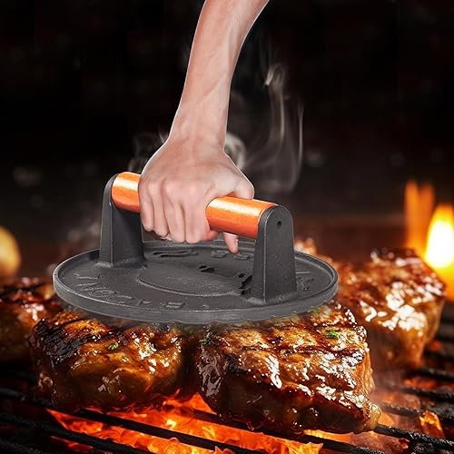 Miniatura 3 de vivicreate Triturador de hamburguesas de 7 pulgadas, Patty Smasher, prensa de hamburguesas, prensa de plancha, prensa de tocino, prensa de parrilla,